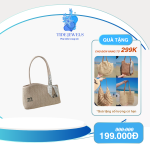 Túi vải đay đi biển du lịch đeo vai phối ren thêu họa tiết phong cách Hàn Quốc