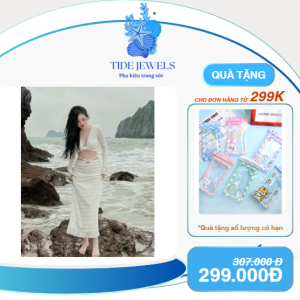Sét đồ đi biển dáng dài xoắn ngực, ren hoa