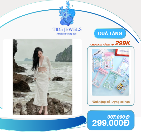 Sét đồ đi biển dáng dài xoắn ngực, ren hoa