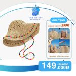 Mũ cói đi biển bucket gập được